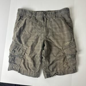Rock Revival Classic Cargo Shorts 36/23 Brown Plaid Designed In USA For Buckle